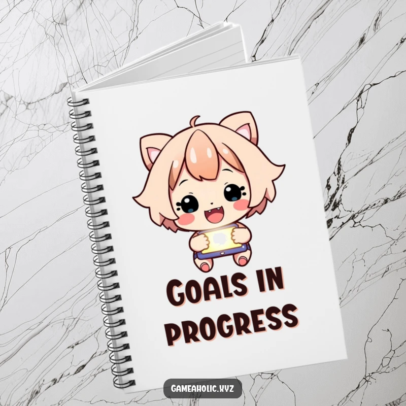 Funny Notebook with a happy character intensely focused on a glowing screen, cheering and ready.