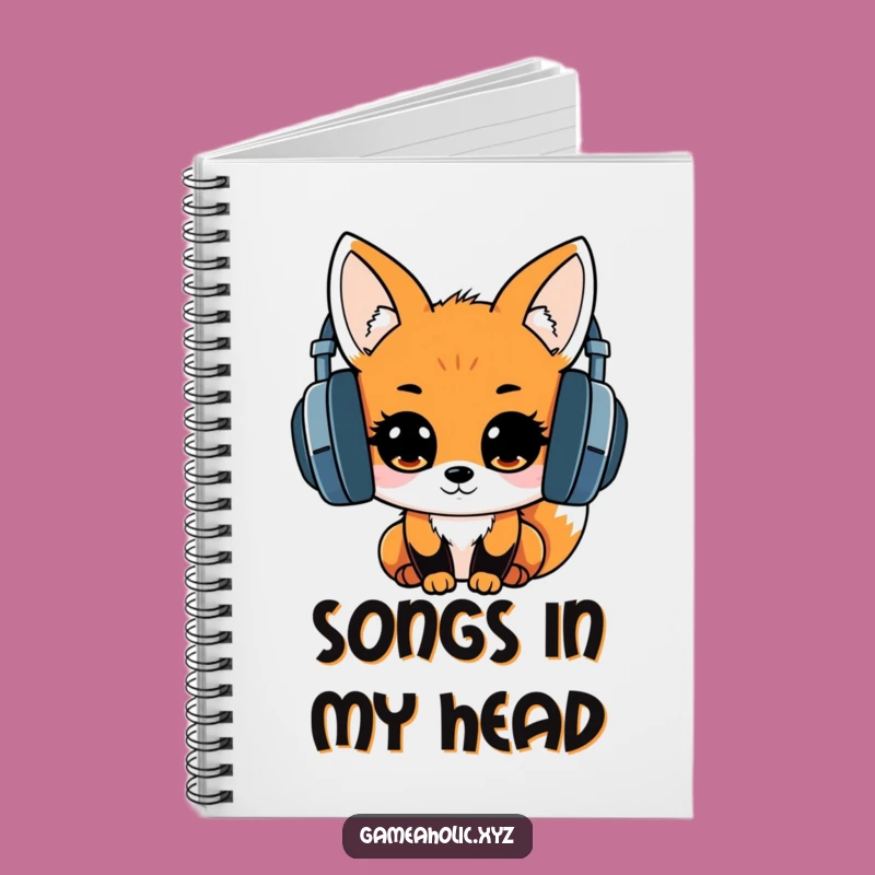 Kawaii Fox Headphones Notebook: Exciting Music Fox Journal for Creative Ideas