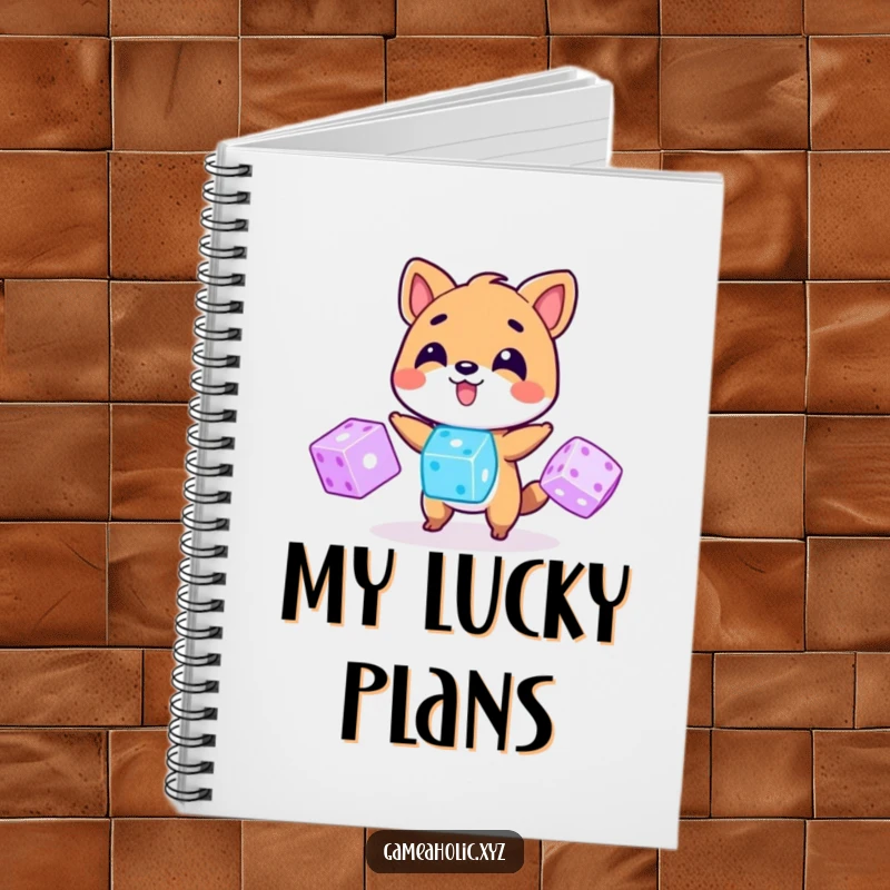 Funny Notebook: A skillful animal juggles three bright, glowing digital dice, ideal for capturing thoughts and ideas.