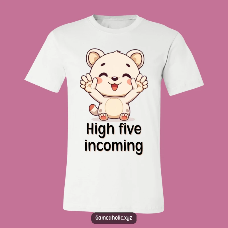 Funny T-Shirt: Cheerful Animal Giving Virtual High-Five, Awesome Gift Idea