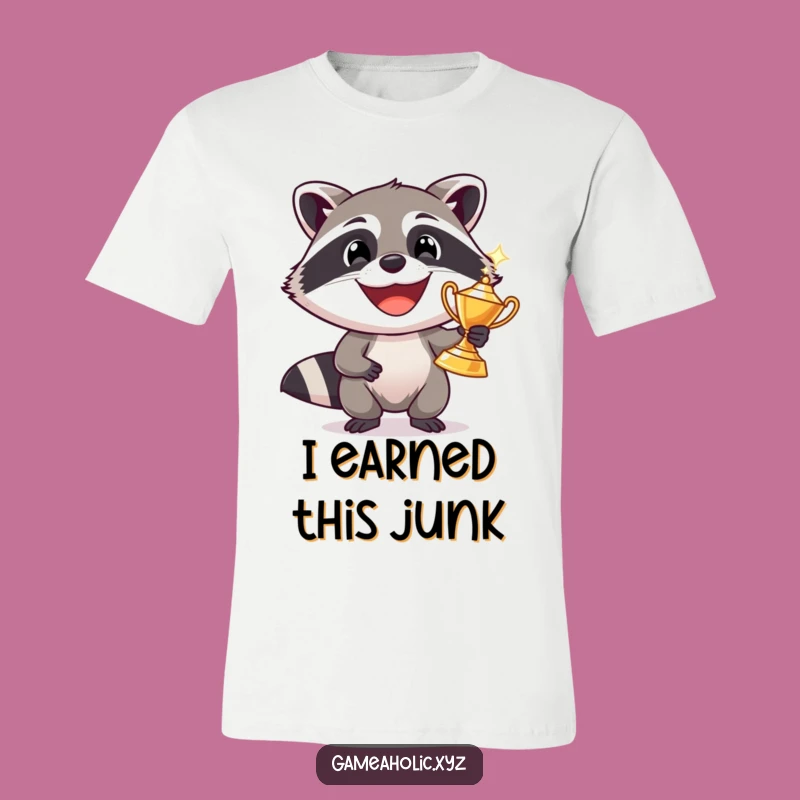 Funny Raccoon Trophy T-Shirt: Grinning Bandit Winner Tee, Hilarious Prize Apparel