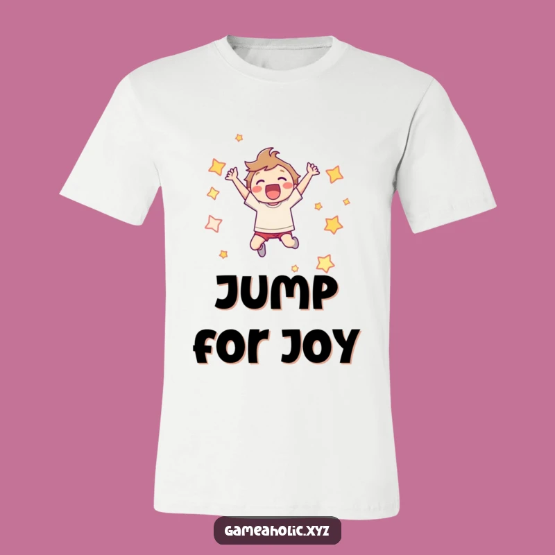 Funny T-Shirt: Joyful Leaping Character Pixel Star Gamer Gift