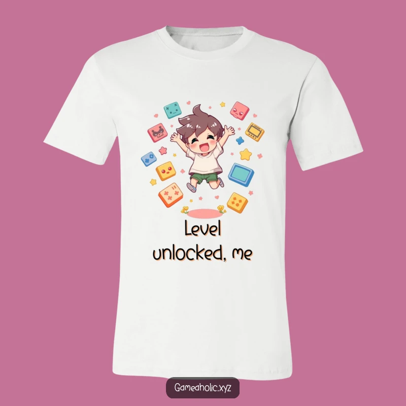 Funny Gamer T-Shirt: Joyful Character Jump, Perfect Fun Gift for Gamers!