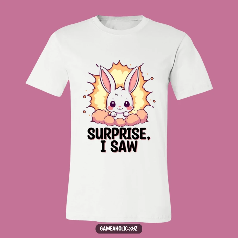 Funny Rabbit Pixel Explosion T-Shirt - Geeky Tee for Gaming Enthusiasts