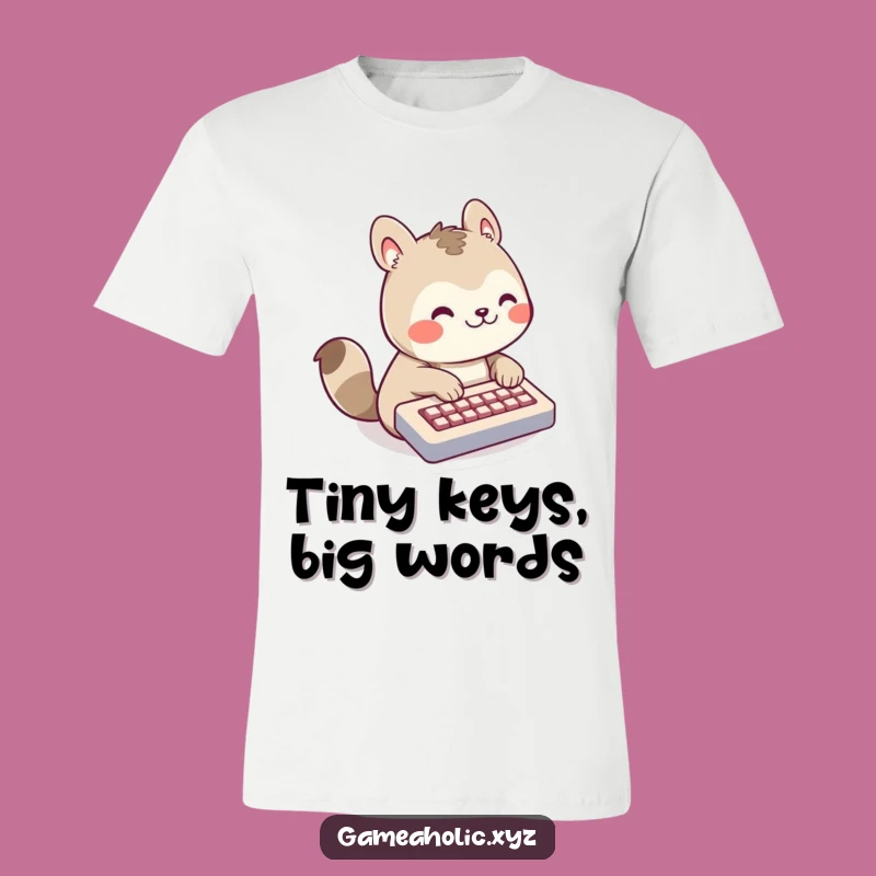 Funny Animal T-Shirt: Happy Grinning Typist, Fast Keyboard Action, Great Gift!