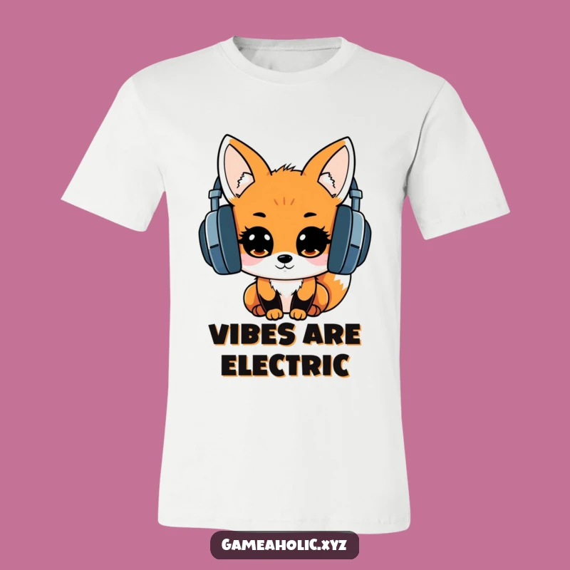 Kawaii Fox Headphones T-Shirt: Exciting Music Lover Fox Apparel Gift