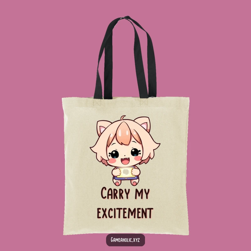Funny Focused Character Tote Bag - Cheering Gamer Accessory, Ideal Gift!