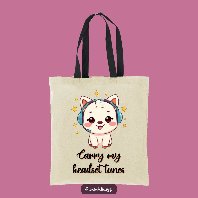 Funny Animal Gamer Tote Bag - Cheerful Starry Headset Player, Stylish Funny Gift!