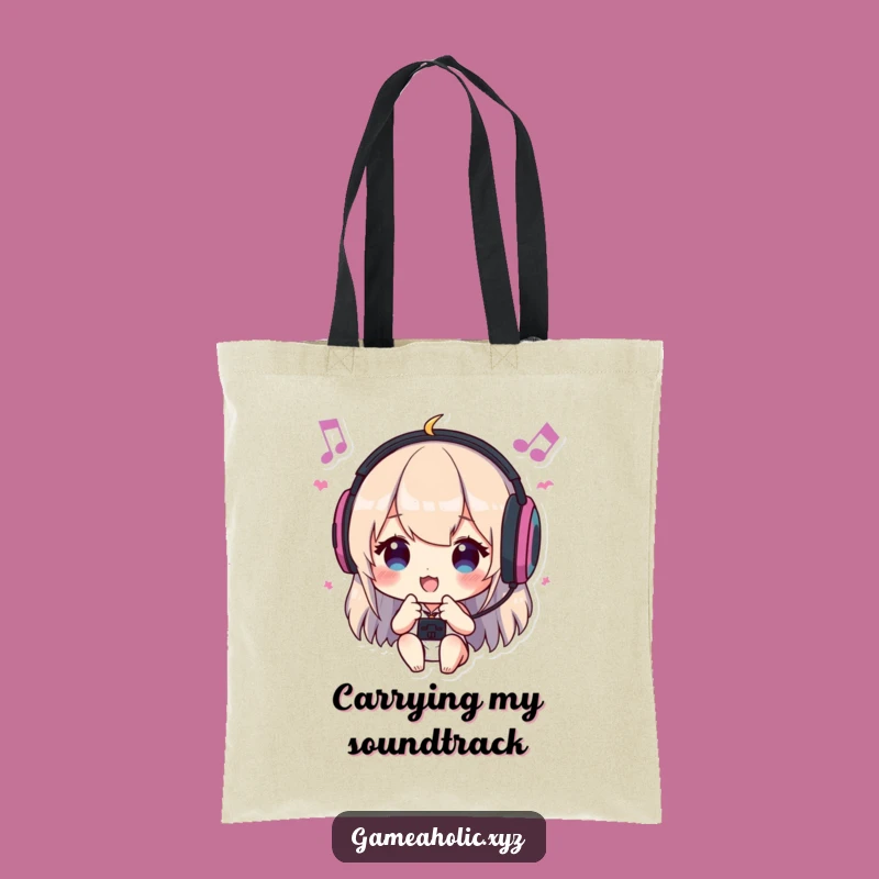 Funny Tote Bag: Gamer Grooving to Music, Practical Funny Gift for Shoppers