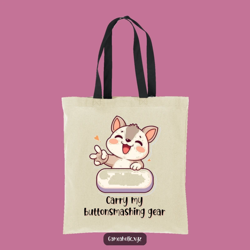 Funny Animal Gamer Tote Bag - Determined Button Smasher Carry-all, Great Funny Gift!
