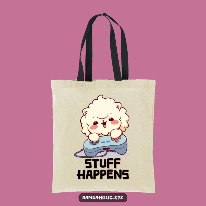 Funny Fluffy Tote Bag: Button Masher Gamer Character, Fun Accessory Gift