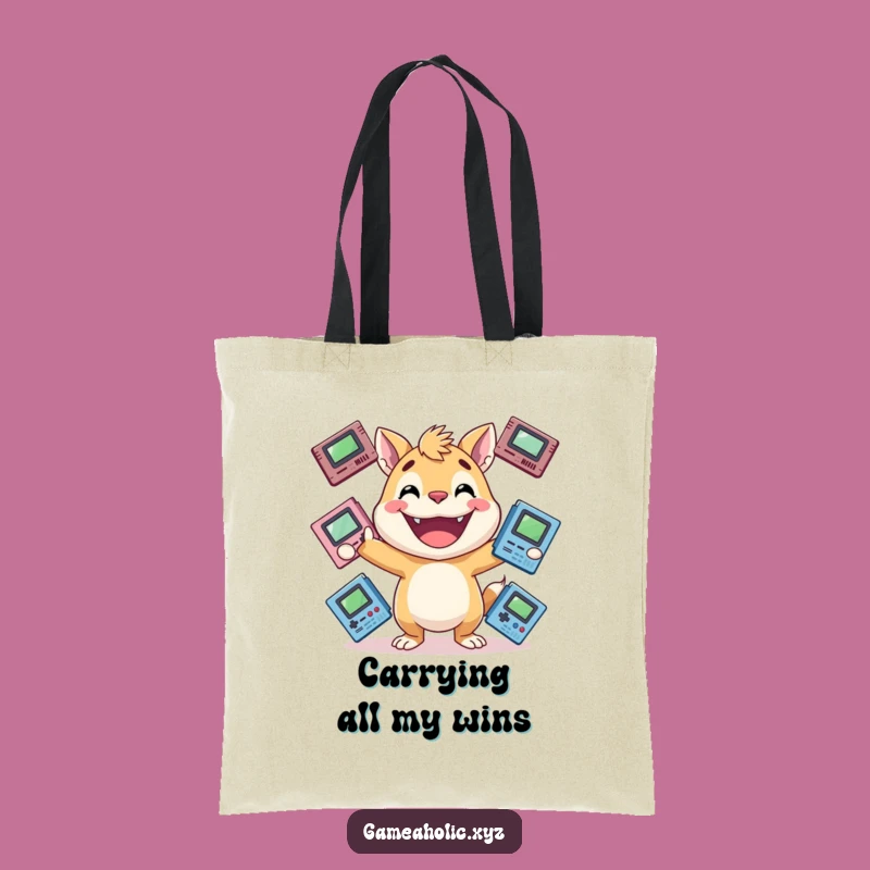 Funny Gamer Animal Tote Bag: Juggling Cartridges in Style, Great Funny Gift