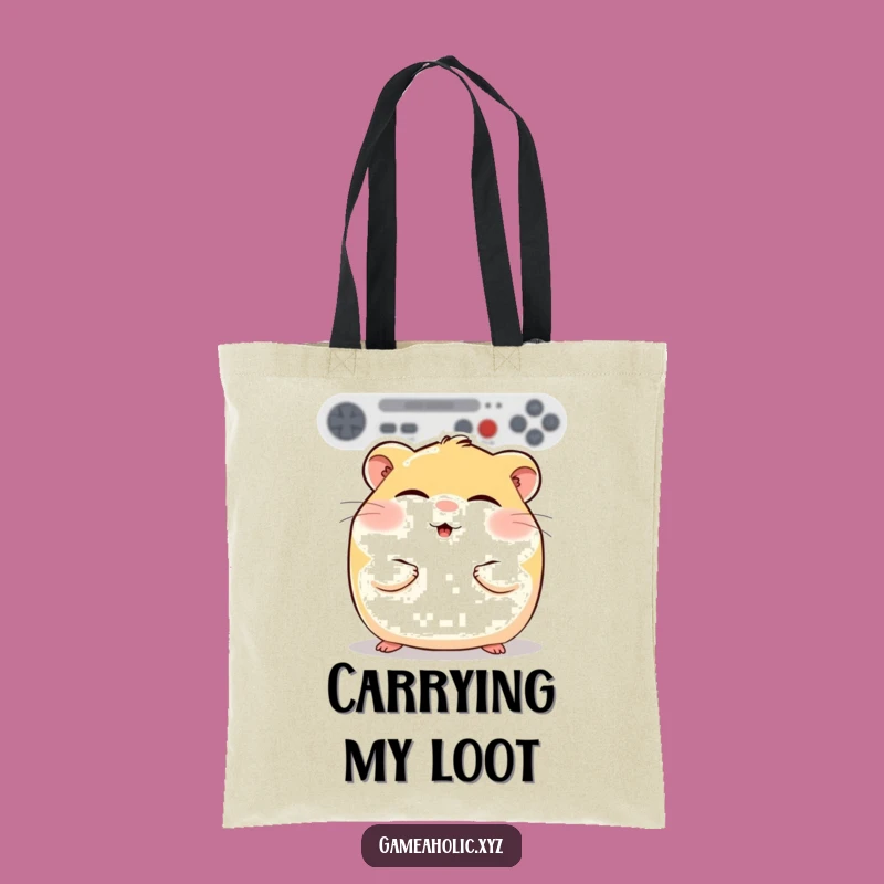 Funny Hamster Gamer Tote Bag: Gaming Bliss Hamster Carry-All for Essentials