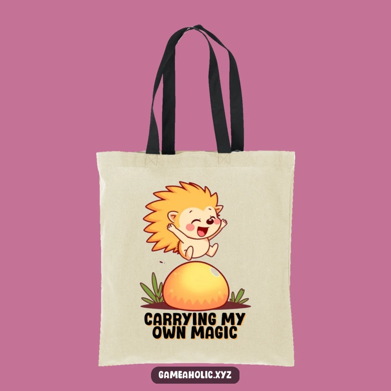 Funny Hedgehog Tote Bag: Whimsical Design, Happy Leap, Practical Gift