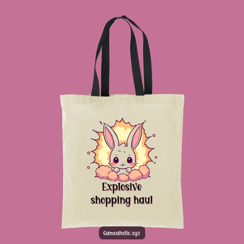Funny Rabbit Pixel Explosion Tote Bag - Carry Your Game On the Go