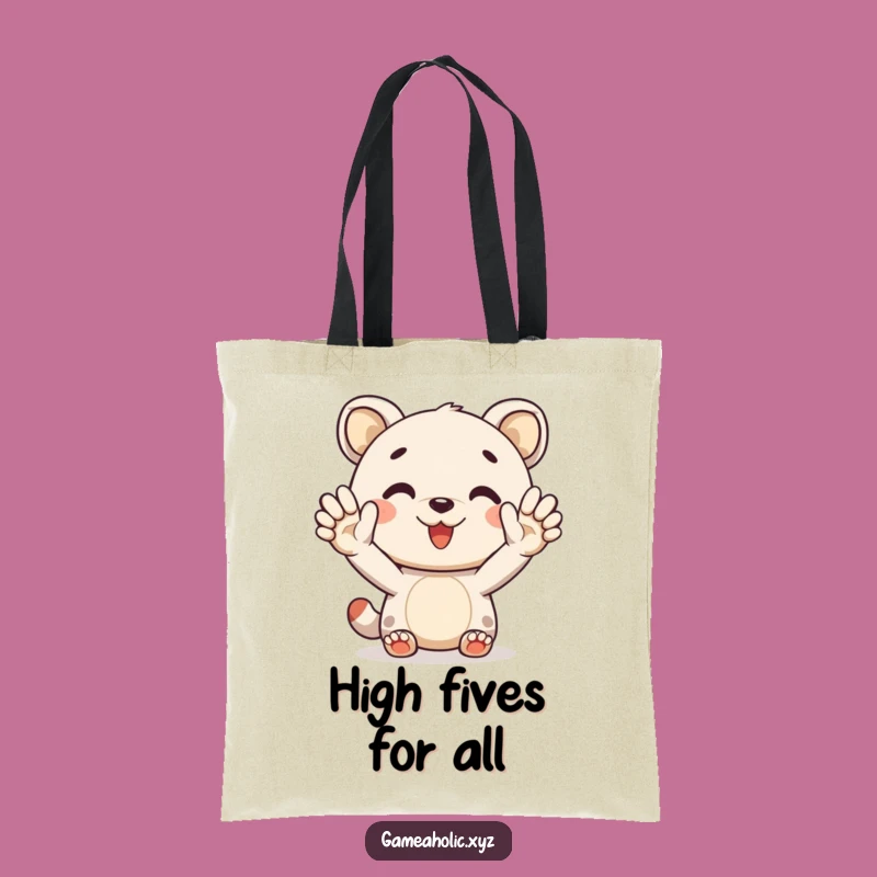 Funny Tote Bag: Cheerful Animal High-Five, Carry Positivity Everywhere