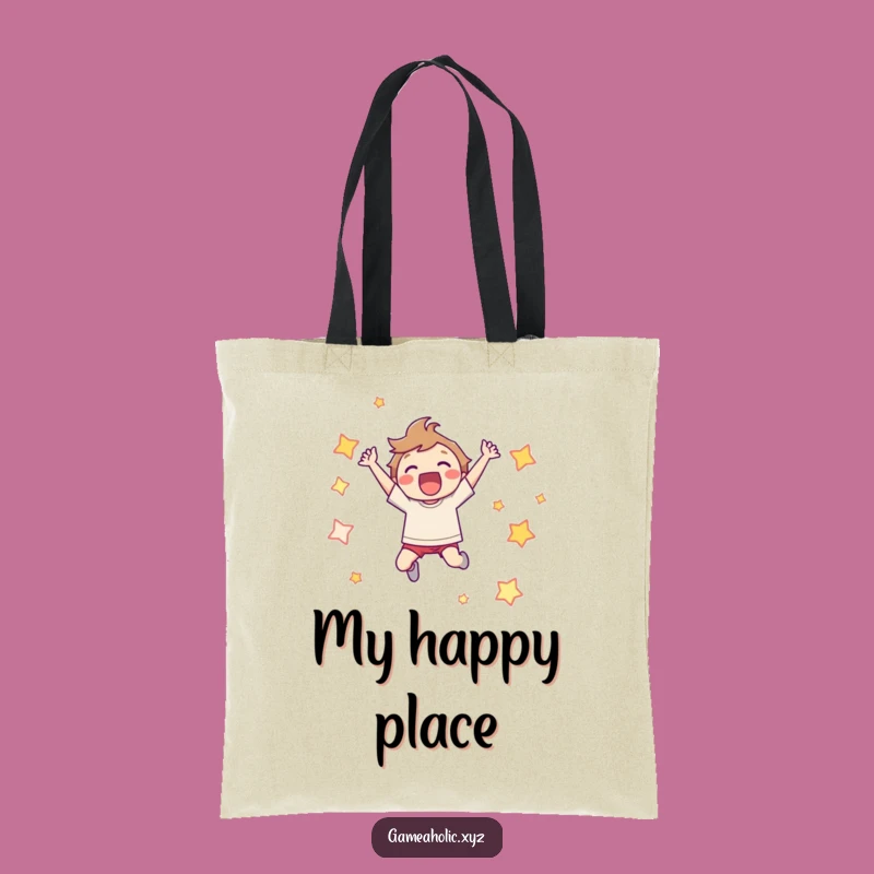 Funny Tote Bag: Joyful Leaping Character Pixel Star Gamer Accessory