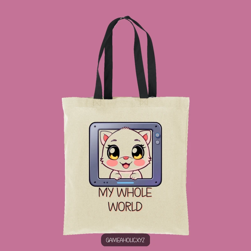 Funny Tote Bag: Happy Eyed Creature, Screen Focus, Gamer Accessory Gift